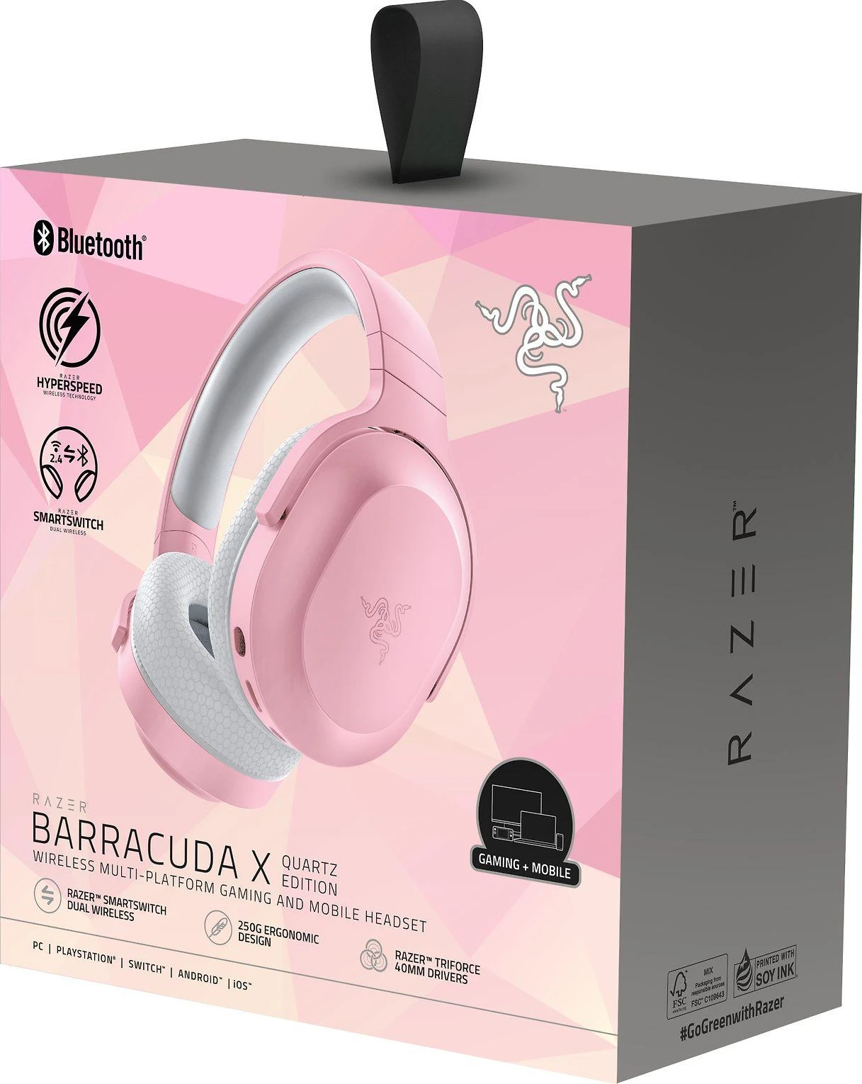 Razer Barracuda X Quartz (2022) Ausinės Žaidimams, Rožinės spalvos , Belaidės/su laidu, Ant ausų uždedamos