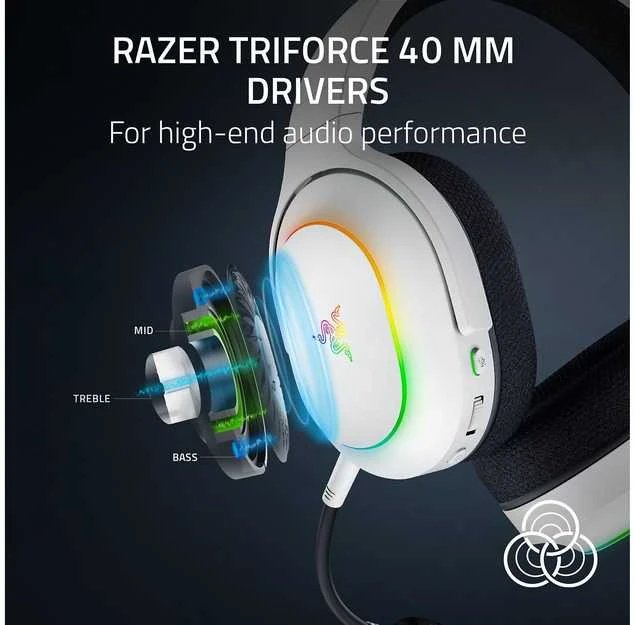 Razer | Ausinės Žaidimams | Barracuda X Chroma | Belaidės | Over-Ear | Mikrofonas | Belaidės | Baltas