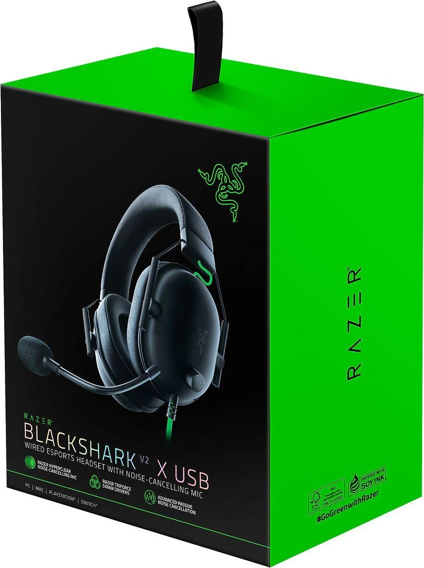 Ausinės Razer Esports BlackShark V2 X su laidu, Juodos