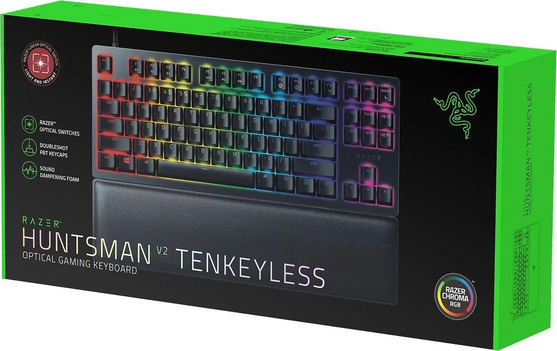 Razer Huntsman V2 Tenkeyless, Optinė Klaviatūra žaidimams, RGB LED pašvietimas, Nordic išdėstymas, Linear Red Switch