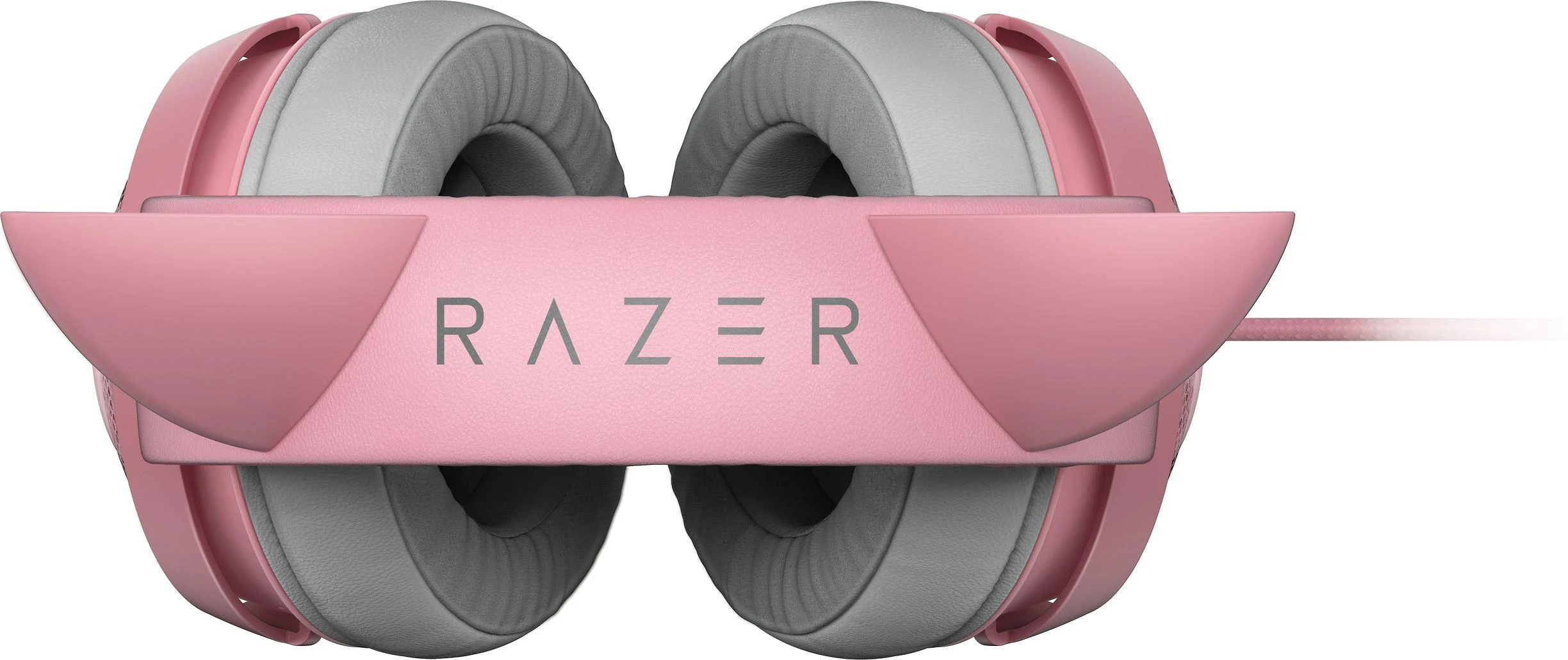 Žaidimų Ausinės Razer Kraken Kitty Edition Quartz, Chroma RGB, ANC mikrofonas, THX erdvinis garsas, USB jungtis, rožinės
