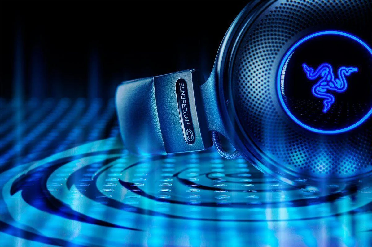 Žaidimų Ausinės Razer Kraken V3 HyperSense, USB jungtis, Chroma RGB, Juodos