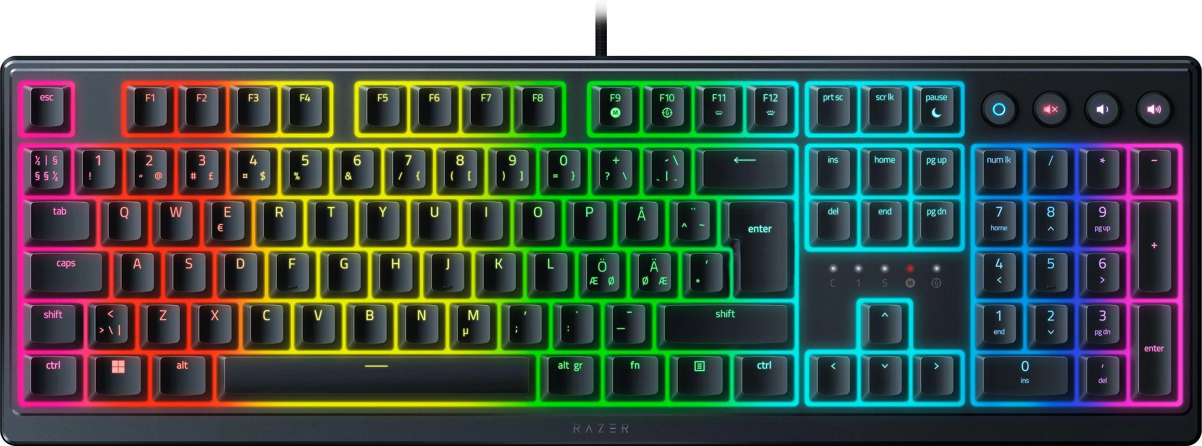 Razer | Klaviatūra žaidimams | Ornata V3 | Klaviatūra žaidimams | su laidu | RGB LED pašvietimas | NORD | Razer Mecha-Membrane | Juodas