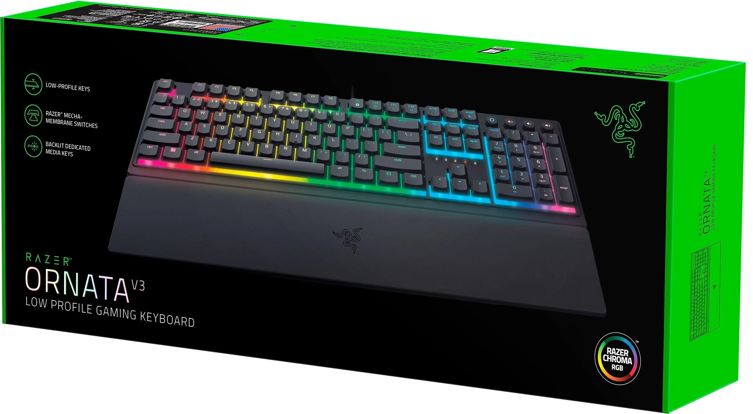 Razer | Klaviatūra žaidimams | Ornata V3 | Klaviatūra žaidimams | su laidu | RGB LED pašvietimas | NORD | Razer Mecha-Membrane | Juodas