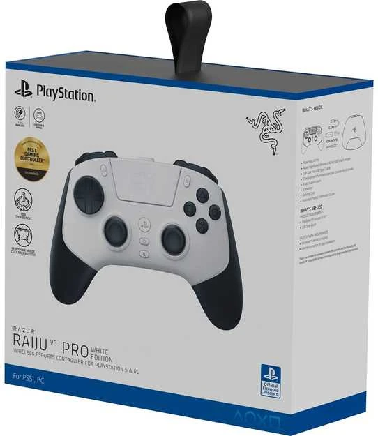„Razer“ belaidis eSporto valdiklis, skirtas „PlayStation 5“ ir asmeniniam kompiuteriui | „Raiju V3 Pro“ | „Baltas“