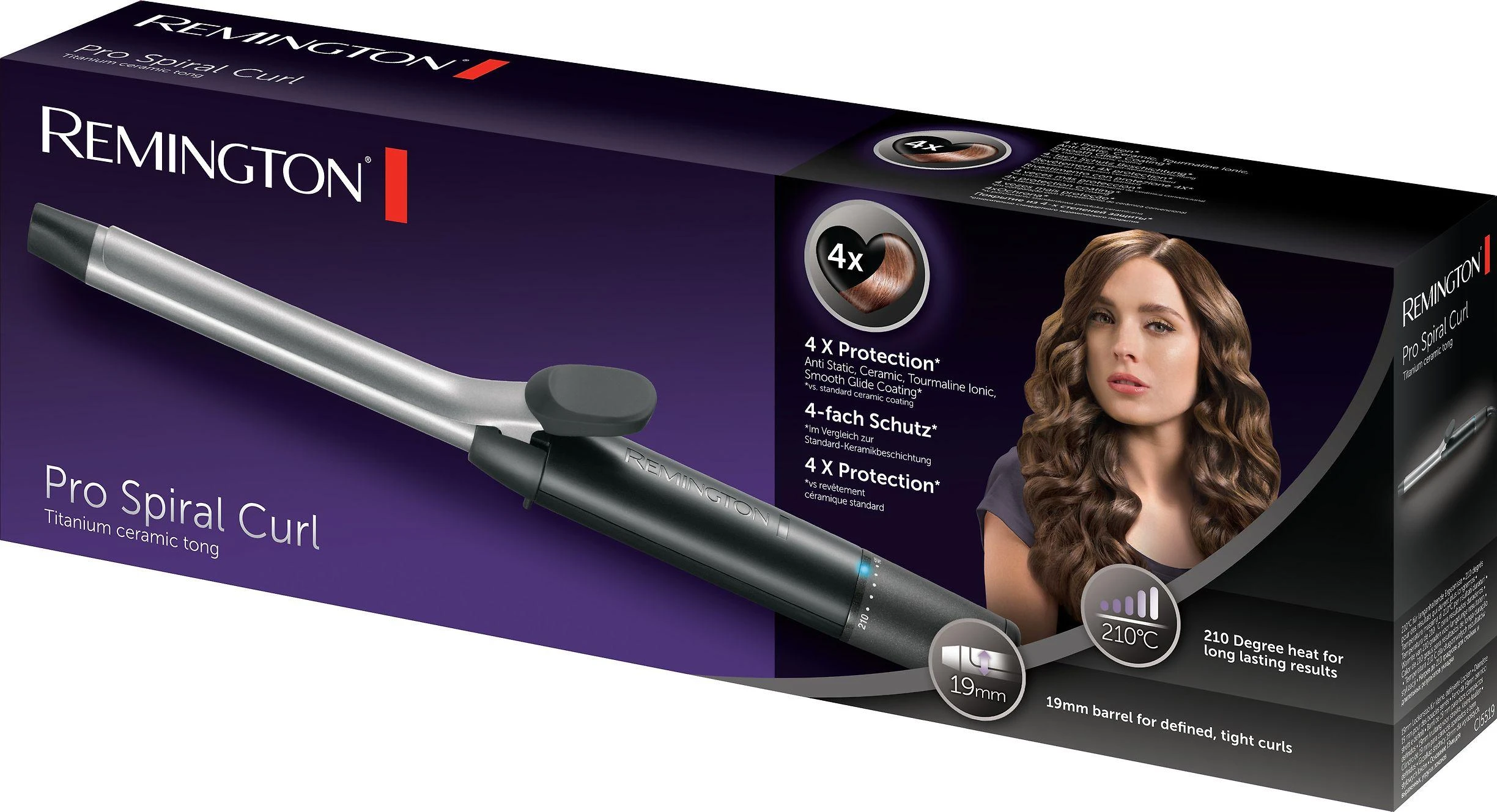 Remington CI 5519 plaukų formavimo šukos Garbanojimo lazdelė Šiltas Juoda, Pilka