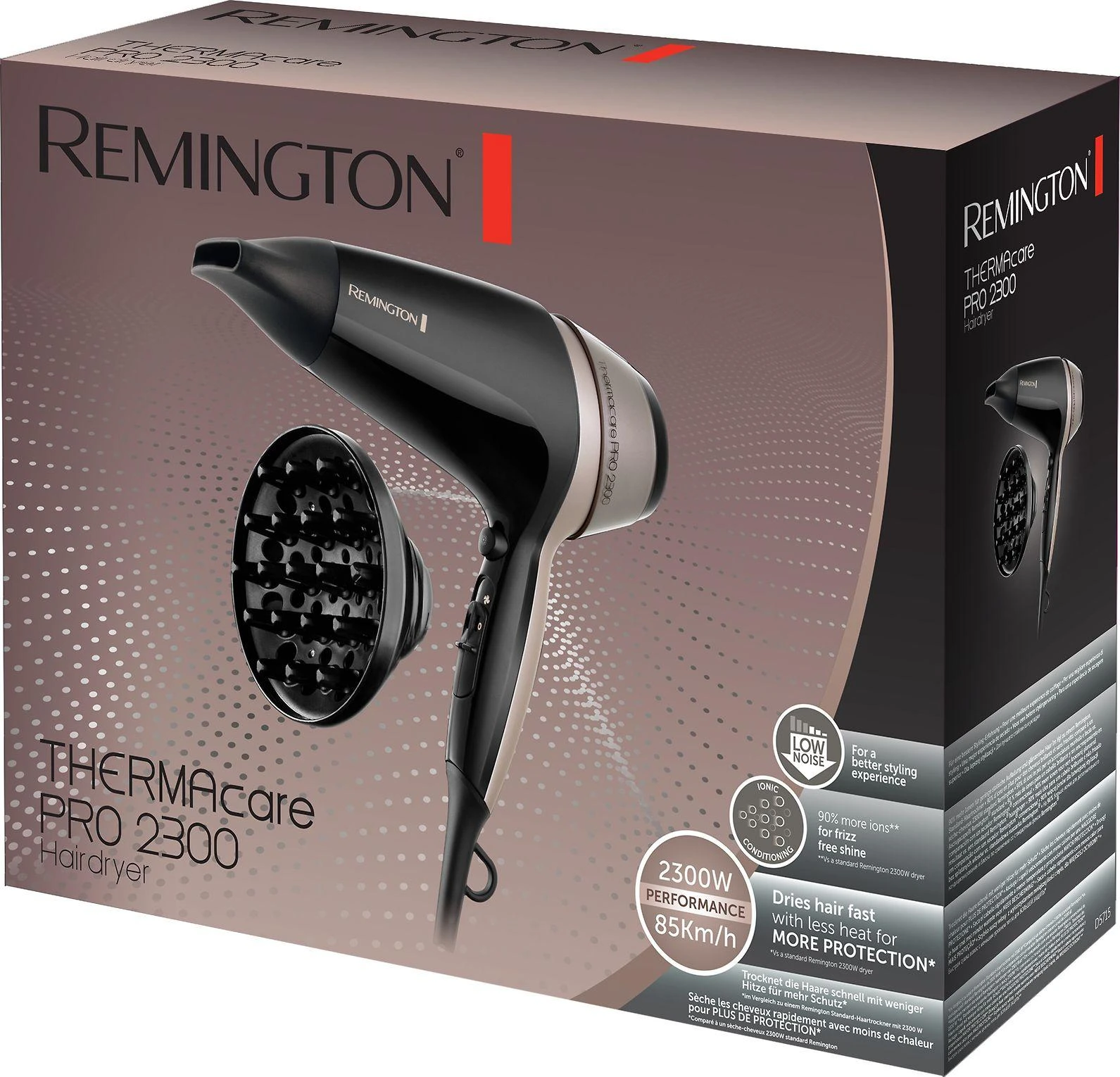 Remington | Plaukų džiovintuvas | Thermacare PRO 2300 D5715 | 2300 W | Number of temperature settings 3 | Ionic function | Diffuser nozzle | Juodas