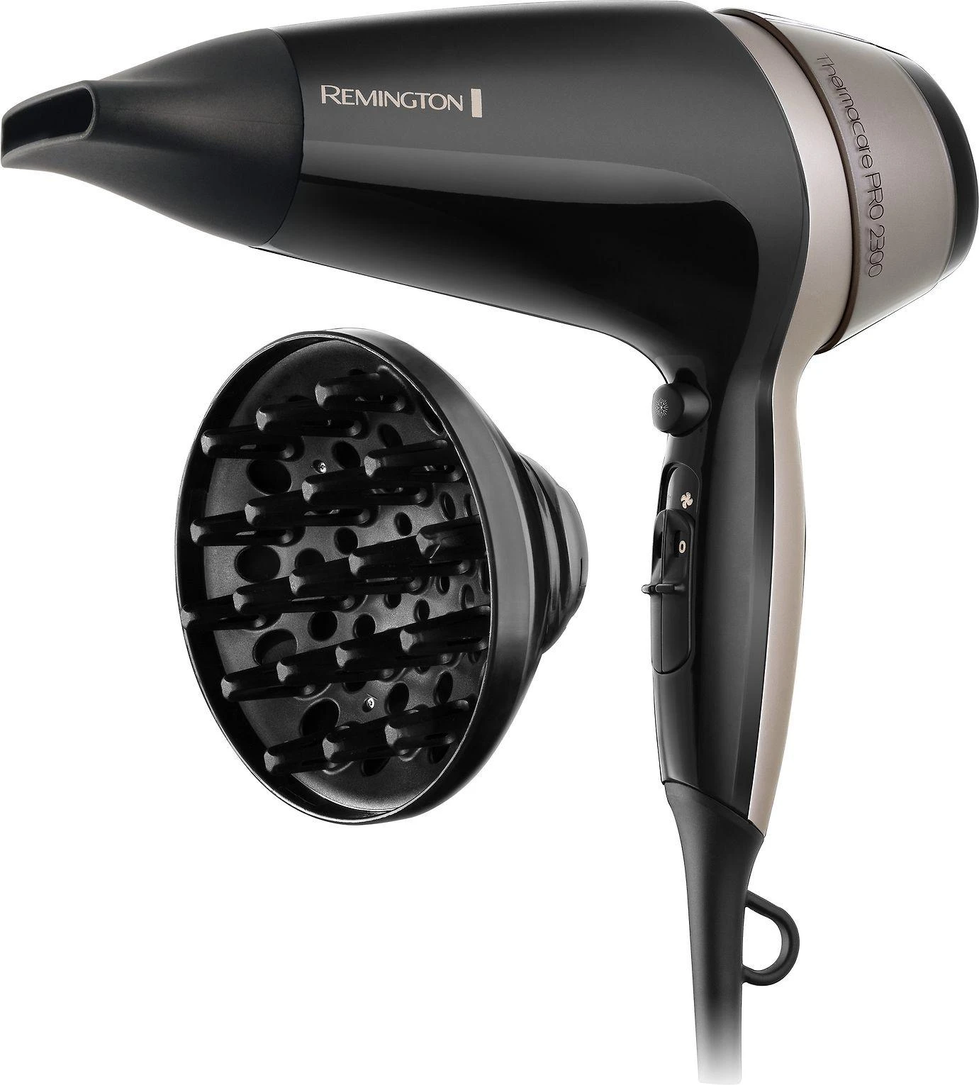 Remington | Plaukų džiovintuvas | Thermacare PRO 2300 D5715 | 2300 W | Number of temperature settings 3 | Ionic function | Diffuser nozzle | Juodas