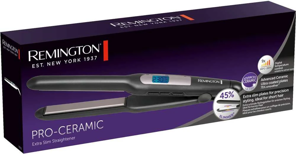 Remington Pro-Ceramic Extra Slim Plaukų tiesintuvas | S5515 | Ceramic heating system | Temperature (min) 150 °C | Temperature (max) 230 °C | Juodas