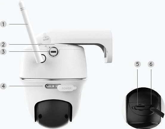 Reolink IP kamera Argus PT 2K 4 MP, fiksuota, H.265, Micro SD