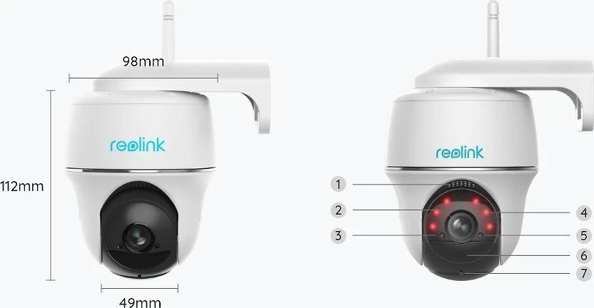 Reolink IP kamera Argus PT 2K 4 MP, fiksuota, H.265, Micro SD