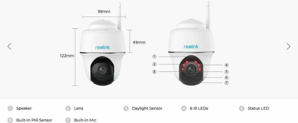 Lauko Saugumo Kamera - Reolink Argus B420 3MP Baterinė Wi-Fi, Sukama ir Pakreipiama, Asmenų/Transporto Priemonių Aptikimas, Dviejų Pusių Garso Funkcija