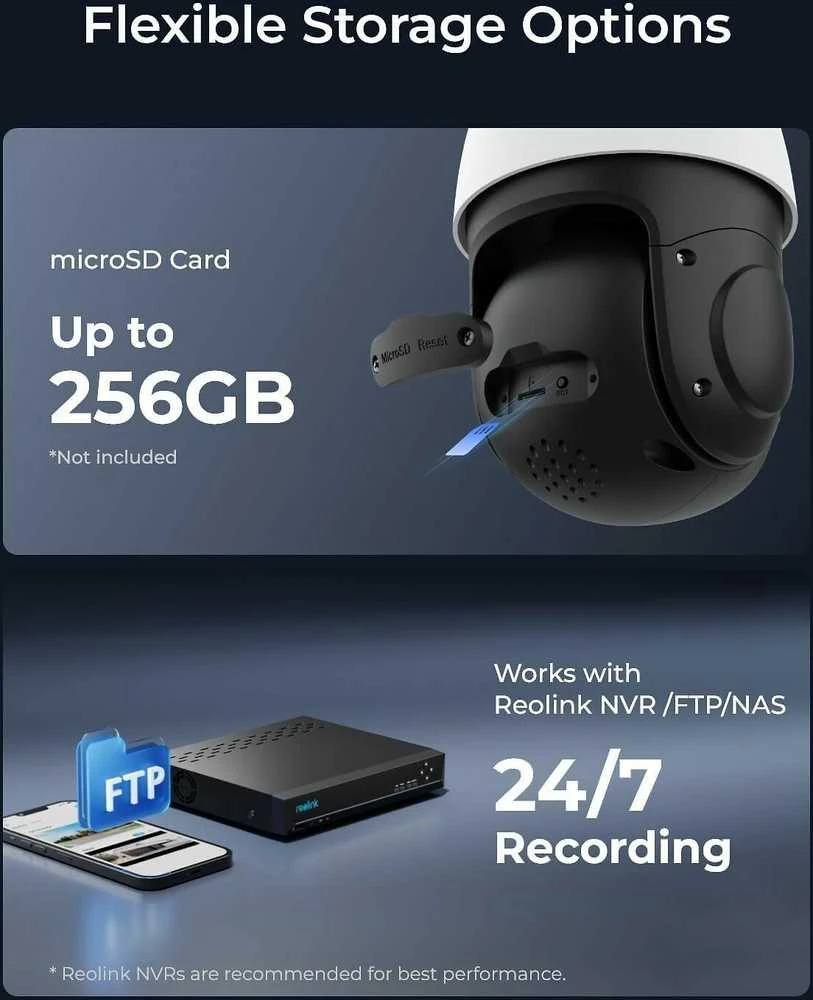 Reolink | Išmanioji 4K PoE apsaugos kamera su 16 kartų optiniu priartinimu | P850 | PTZ | 8 MP | 5,3–86 mm / maks. F1,6 | Maitinimas per Ethernet (PoE) | IP66 | H.265/H.264 | „Micro SD“, maks. 256 GB