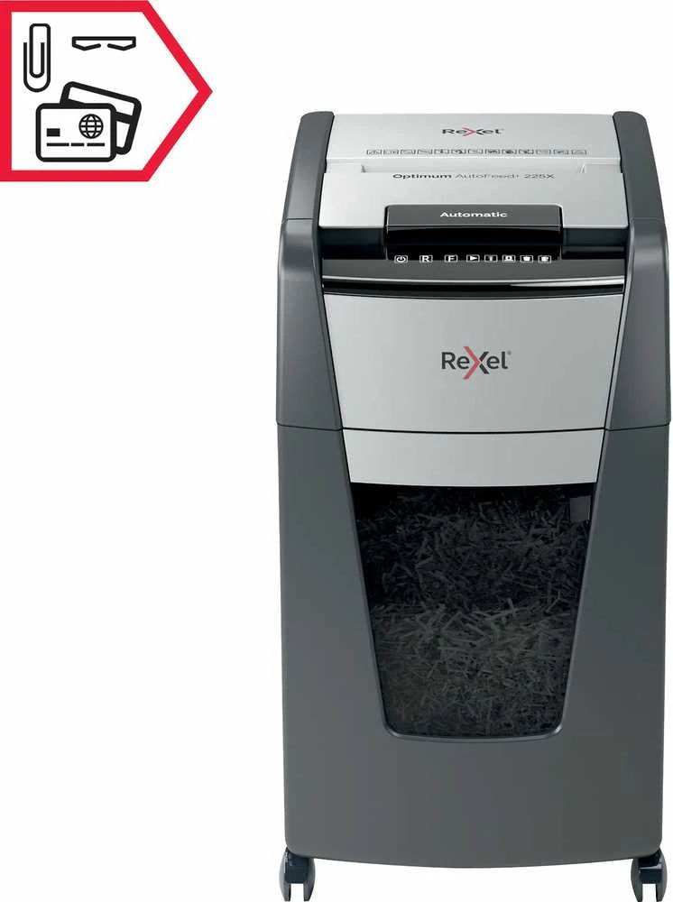 Automatinis dokumentų naikiklis Rexel Optimum Autofeed 225X, 4x25mm, P4, 60l
