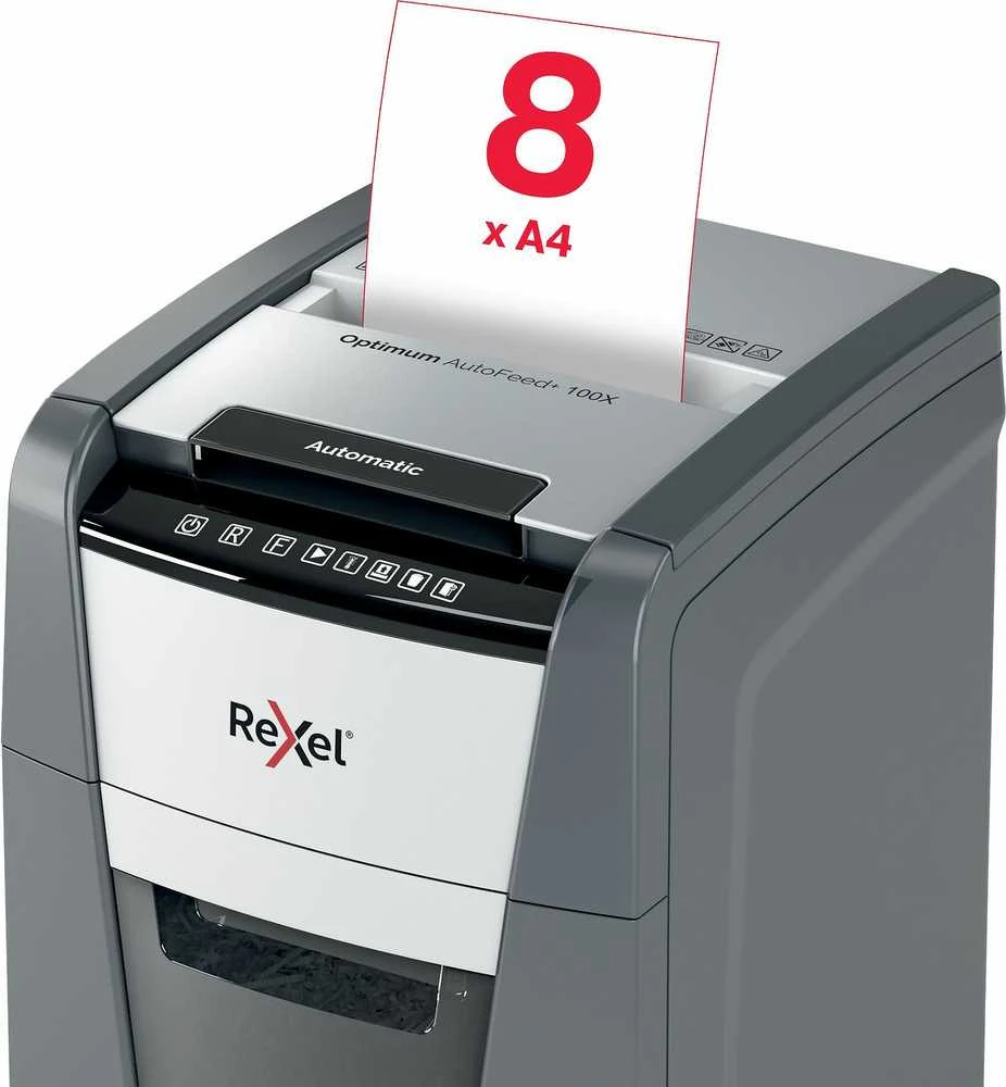 Automatinis dokumentų naikiklis Rexel Optimum Autofeed 100X, 4x28mm, P4, 34l