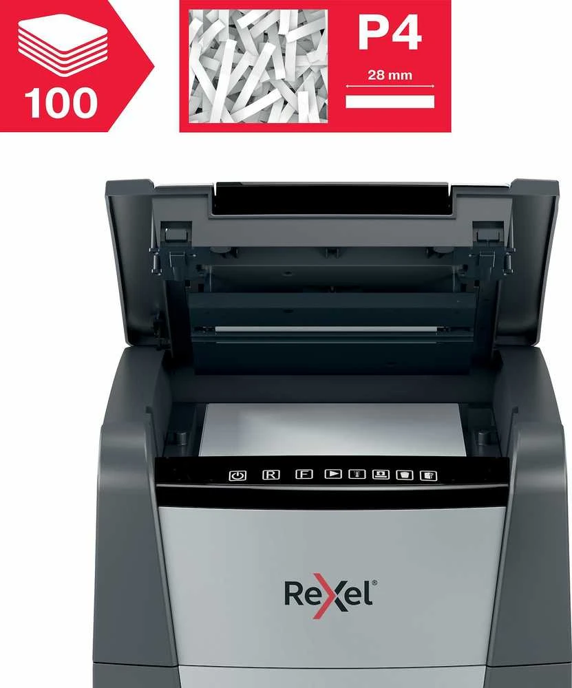 Automatinis dokumentų naikiklis Rexel Optimum Autofeed 100X, 4x28mm, P4, 34l