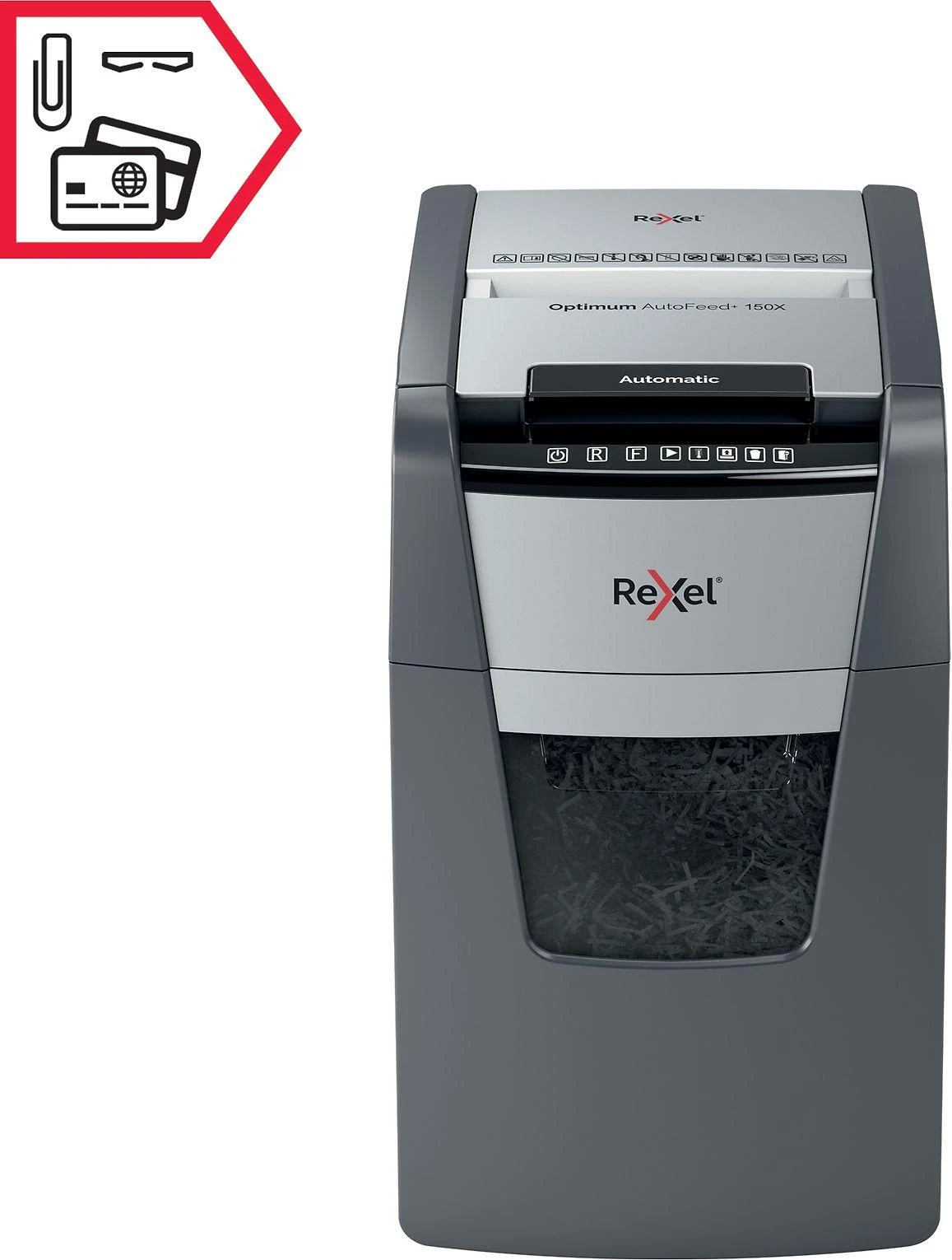 Automatinis dokumentų naikiklis Rexel Optimum Autofeed 150X, 4x28mm, P4, 44l