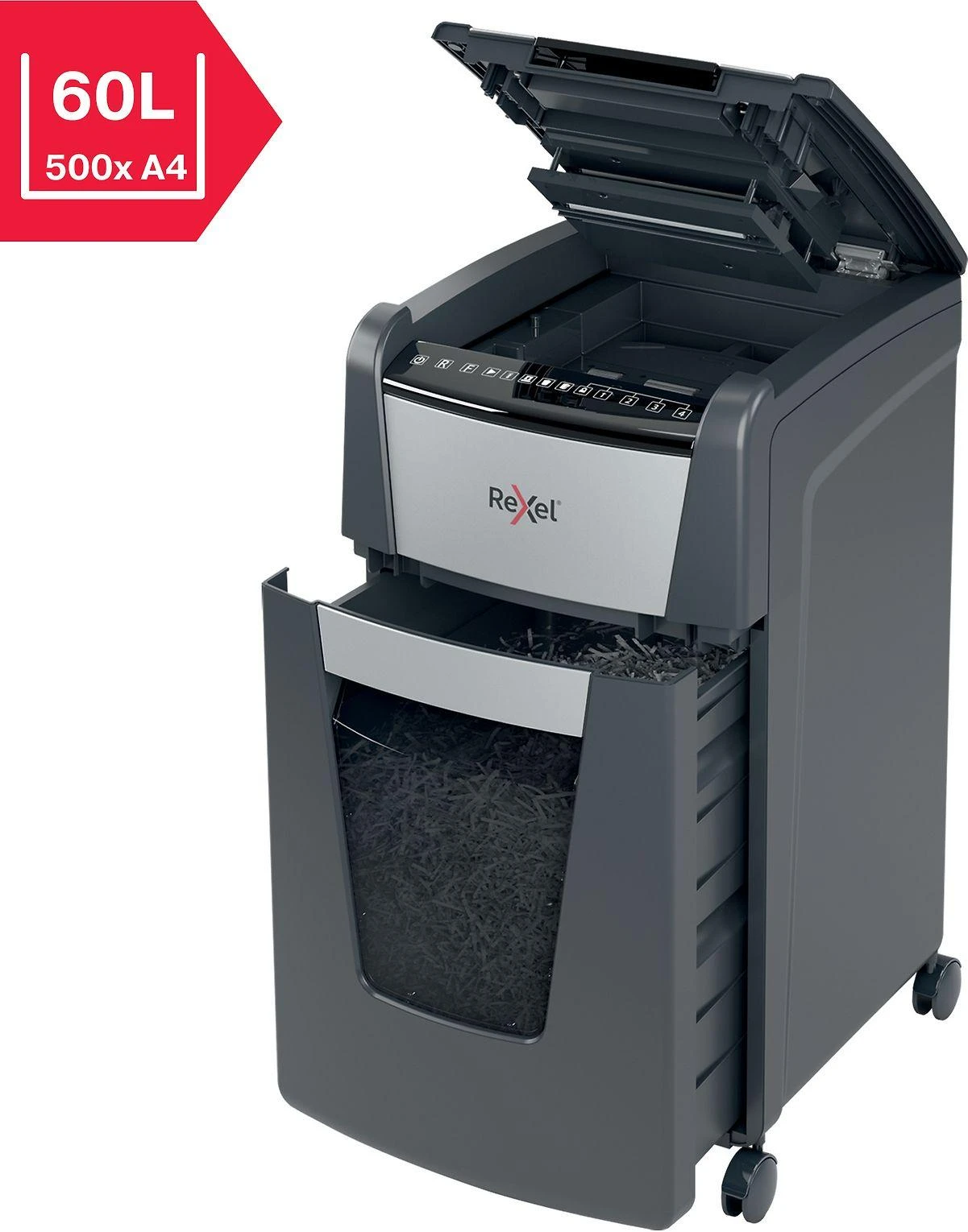 Automatinis dokumentų naikiklis Rexel Optimum Autofeed 300X, 4x25mm, P4, 60l