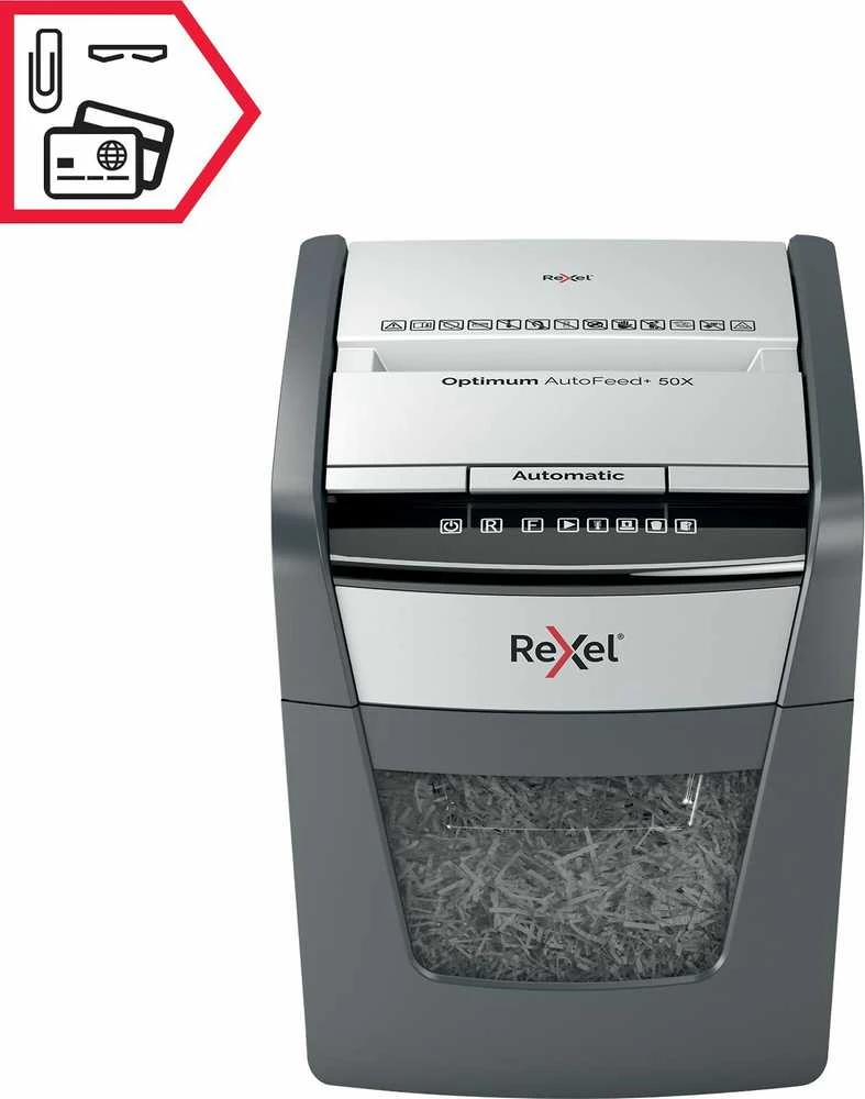 Automatinis dokumentų naikiklis Rexel Optimum Autofeed 50X, 4x28mm, P4, 20l