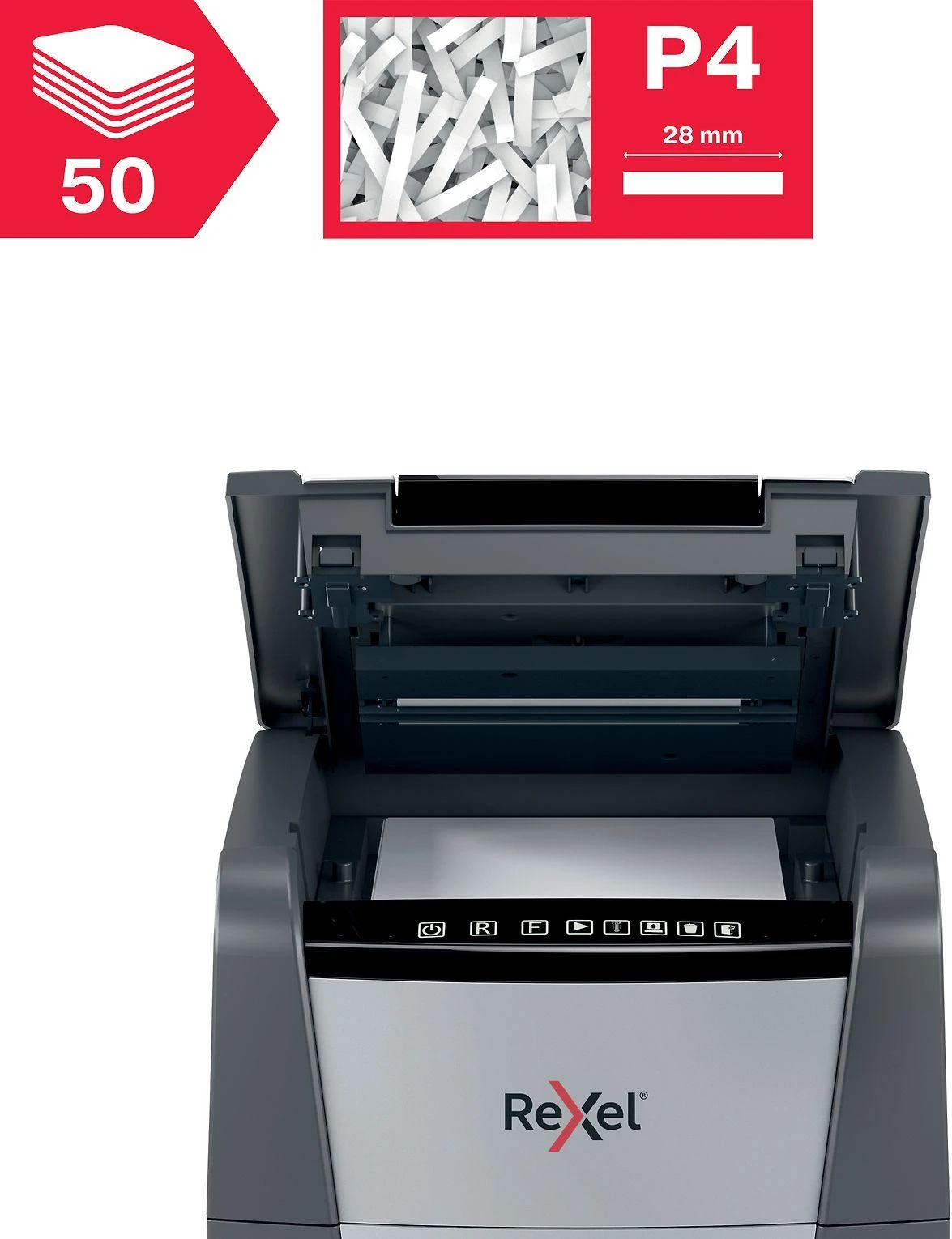 Automatinis dokumentų naikiklis Rexel Optimum Autofeed 50X, 4x28mm, P4, 20l
