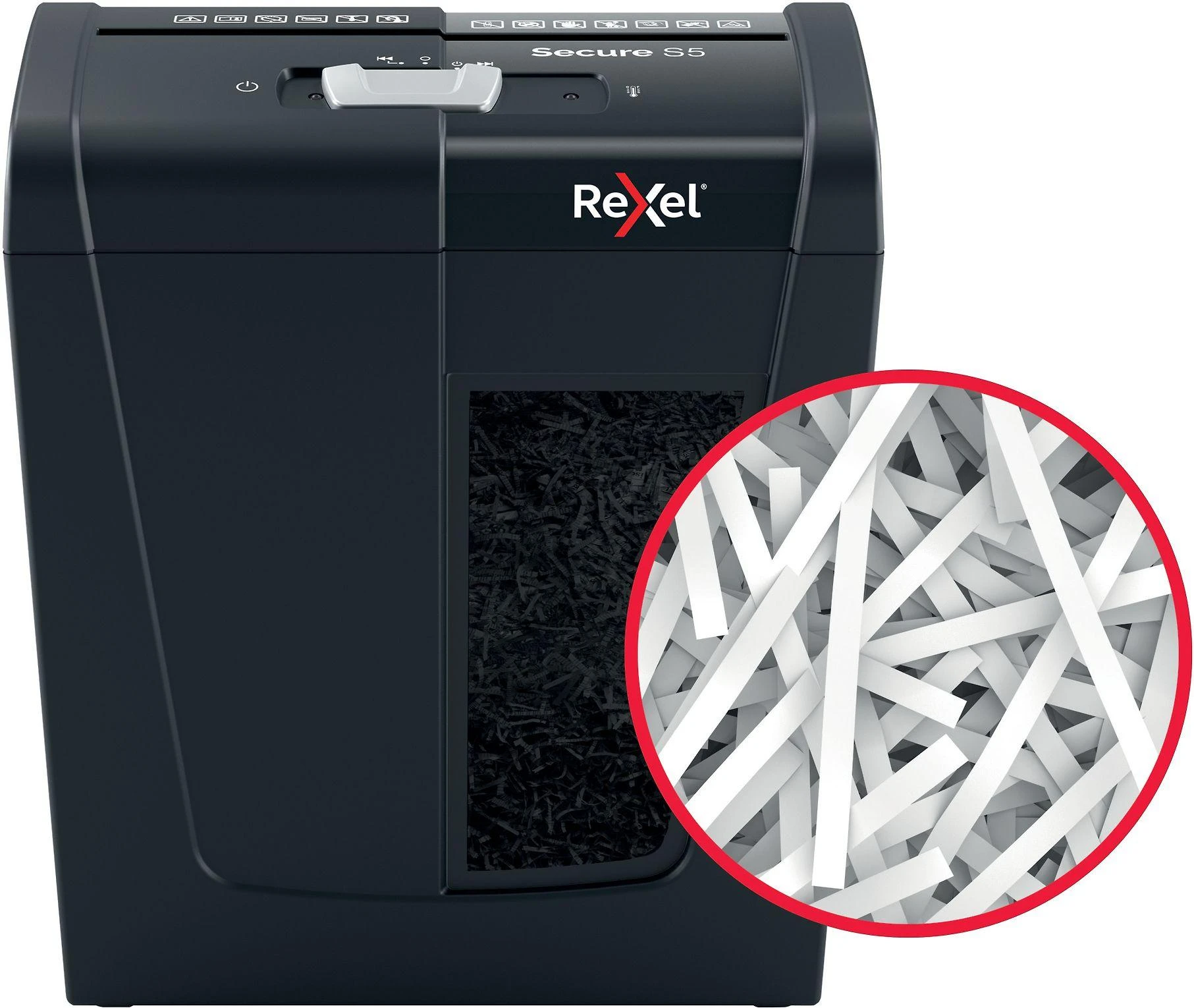 Dokumentų naikiklis Rexel Secure S5 Strip P2, 5 lapai, 10L