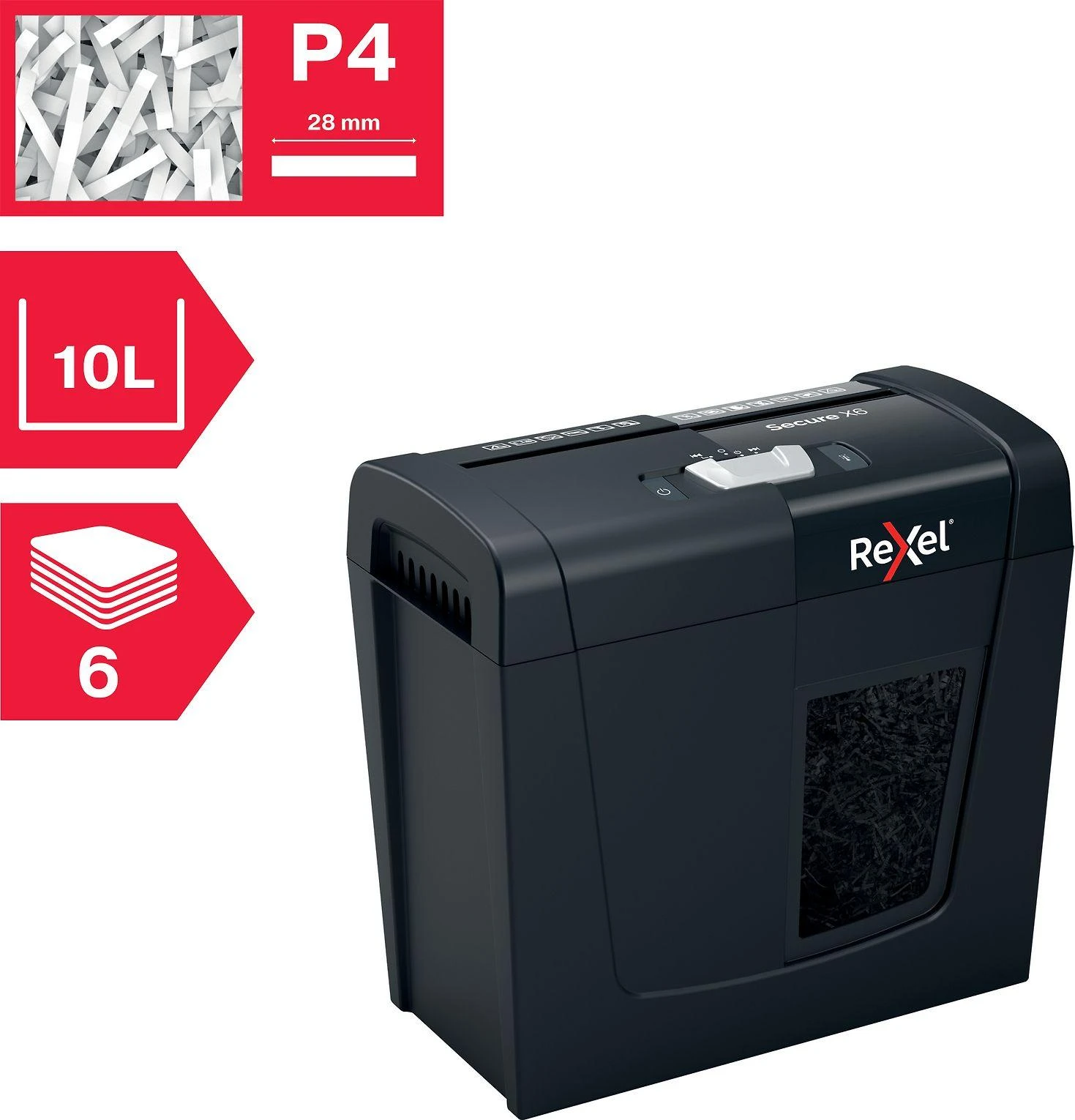 Rexel Secure X6 smulkintuvas su P4 lygio pjaustymo indikacija