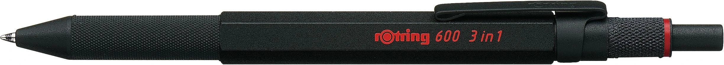 "Rotring 600 3in1" daugiafunkcinis rašiklis su rašikliu ir mechaniniu pieštuku, juodas