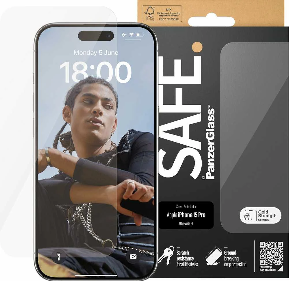 Panzer Glass PanzerGlass | SAUGU | Ekrano apsauga | Apple | iPhone15 PRO | Stiklas | Išvalyti | Itin platus pritaikymas