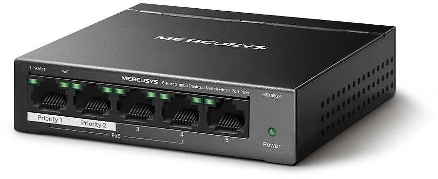 Šakotuvas Mercusys MS105GP 5-porttinen PoE+-kytkin