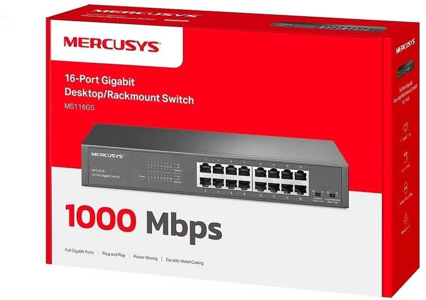 Šakotuvas Mercusys MS116GS Network Switch Juodas