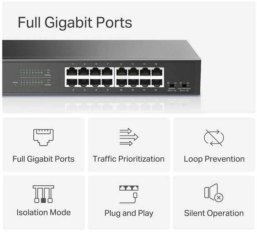 Šakotuvas Mercusys MS116GS Network Switch Juodas