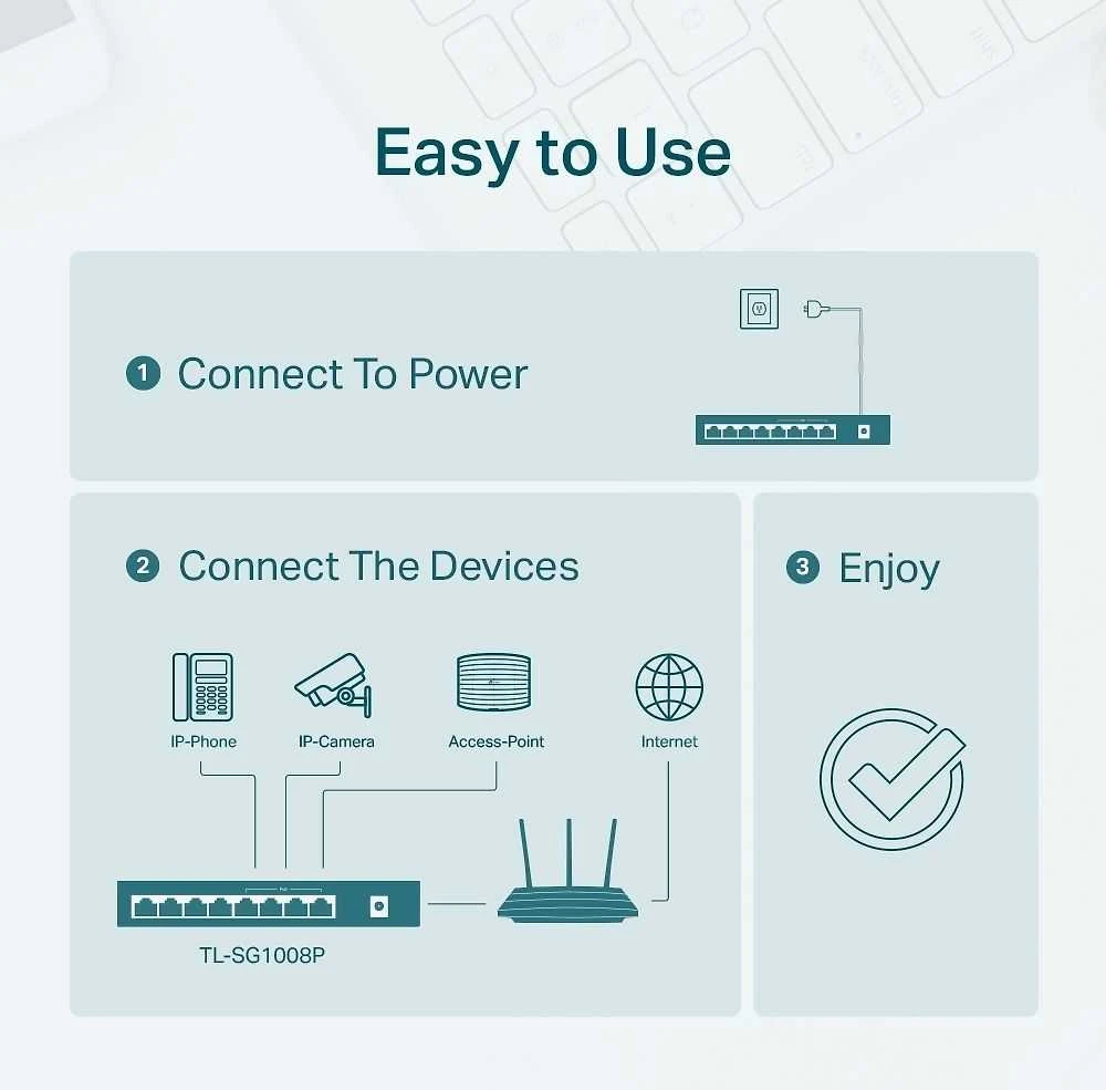Šakotuvas TP-LINK TL-SG1008P V4 -8-porttinen kytkin