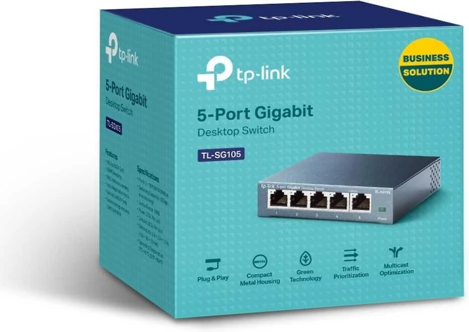 Šakotuvas Komutatorius TP-LINK, 5-port, metalinis korpusas, juodas / TL-SG105