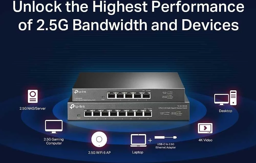 Šakotuvas TP-Link TL-SG105-M2 2.5 Gigabit 5-porttinen kytkin