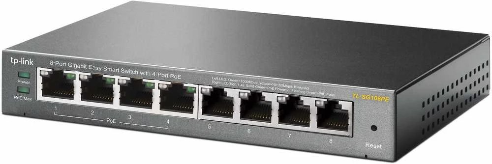 Šakotuvas TP-LINK TL-SG108PE -8-porttinen kytkin