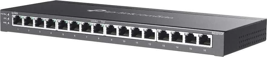 Šakotuvas TP-LINK | „etStream“ 16 prievadų gigabito išmanusis komutatorius su 8 prievadų „PoE+“ | TL-SG2016P | Valdomas žiniatinklyje | Stalinis | Maitinimo šaltinis: išorinis