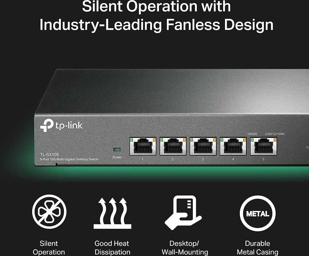 Šakotuvas TP-LINK TL-SX105 -5-porttinen Multi-Gigabit -kytkin