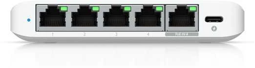 Šakotuvas UBIQUITI COMPACT, 5 PRIESTŲ 2,5G JUNGIKLIS, GALIMAS MAITINTI SU POE ARBA USB-C ADAPTERIU.