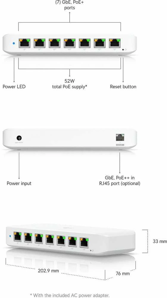 Šakotuvas Ubiquiti | UniFi komutatorius | USW-Ultra-60W | Valdomas L2 | Stalinis / sieninis