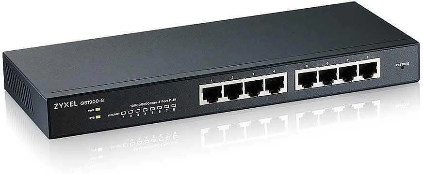 Šakotuvas ZYXEL GS1900-8 V2, 8 PORT GBE L2 SMART SWITCH, DESKTOP, FANLESS (5Y WARRANTY)