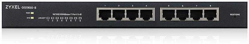 Šakotuvas ZYXEL GS1900-8 V2, 8 PORT GBE L2 SMART SWITCH, DESKTOP, FANLESS (5Y WARRANTY)