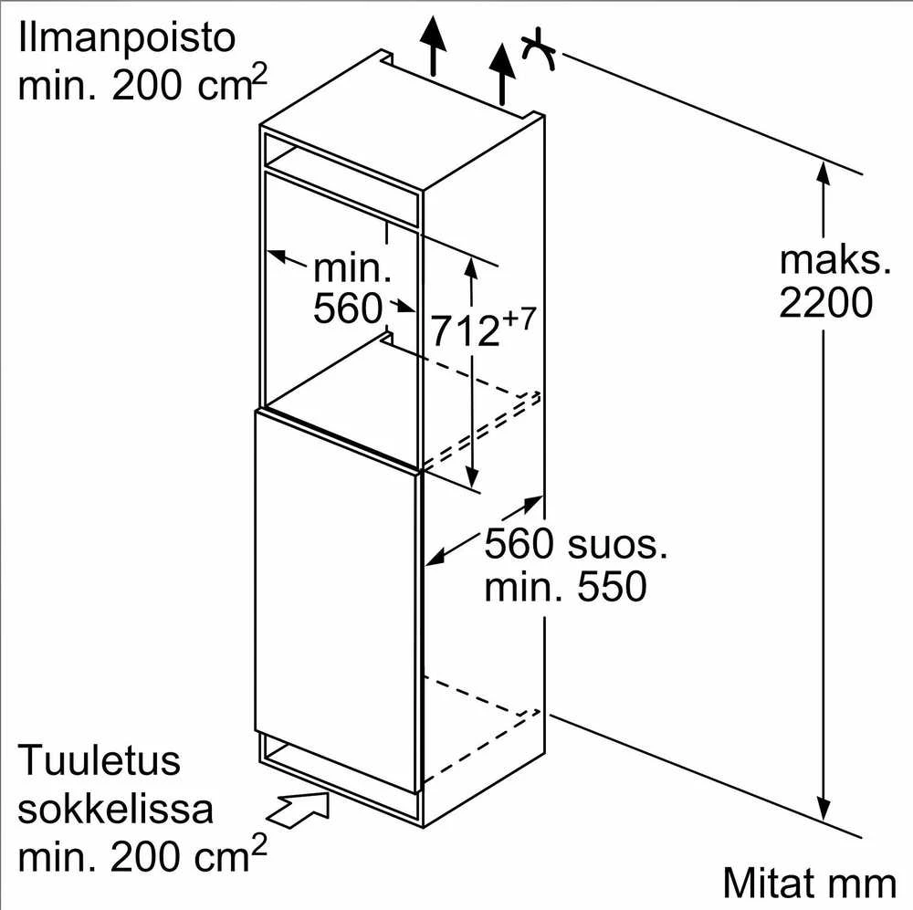 Bosch ‎GIV11AFE0 GIV11AFE0 Serija 4, Įmontuojamasis šaldiklis, 71.2 x 55.8 cm, plokščias vyris