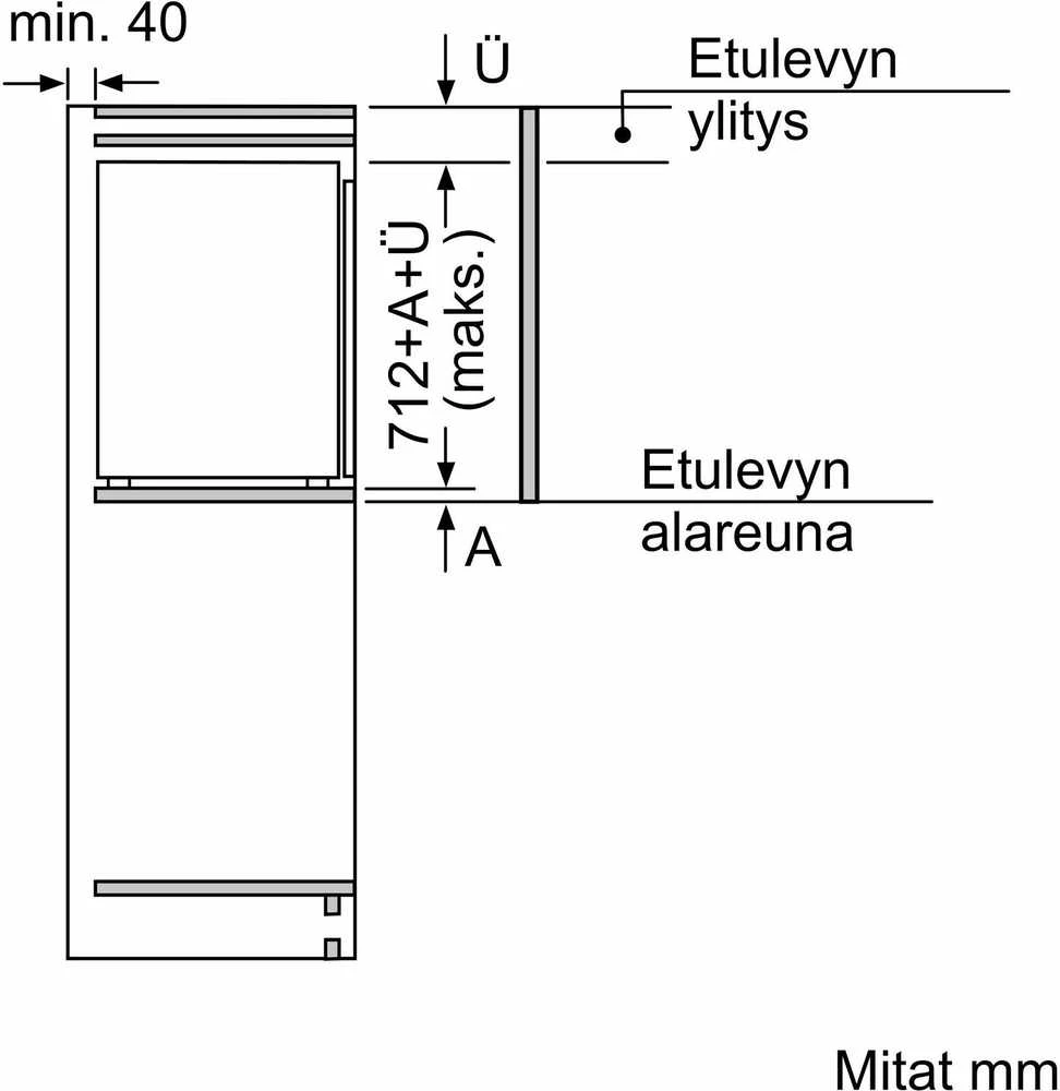 Bosch ‎GIV11AFE0 GIV11AFE0 Serija 4, Įmontuojamasis šaldiklis, 71.2 x 55.8 cm, plokščias vyris
