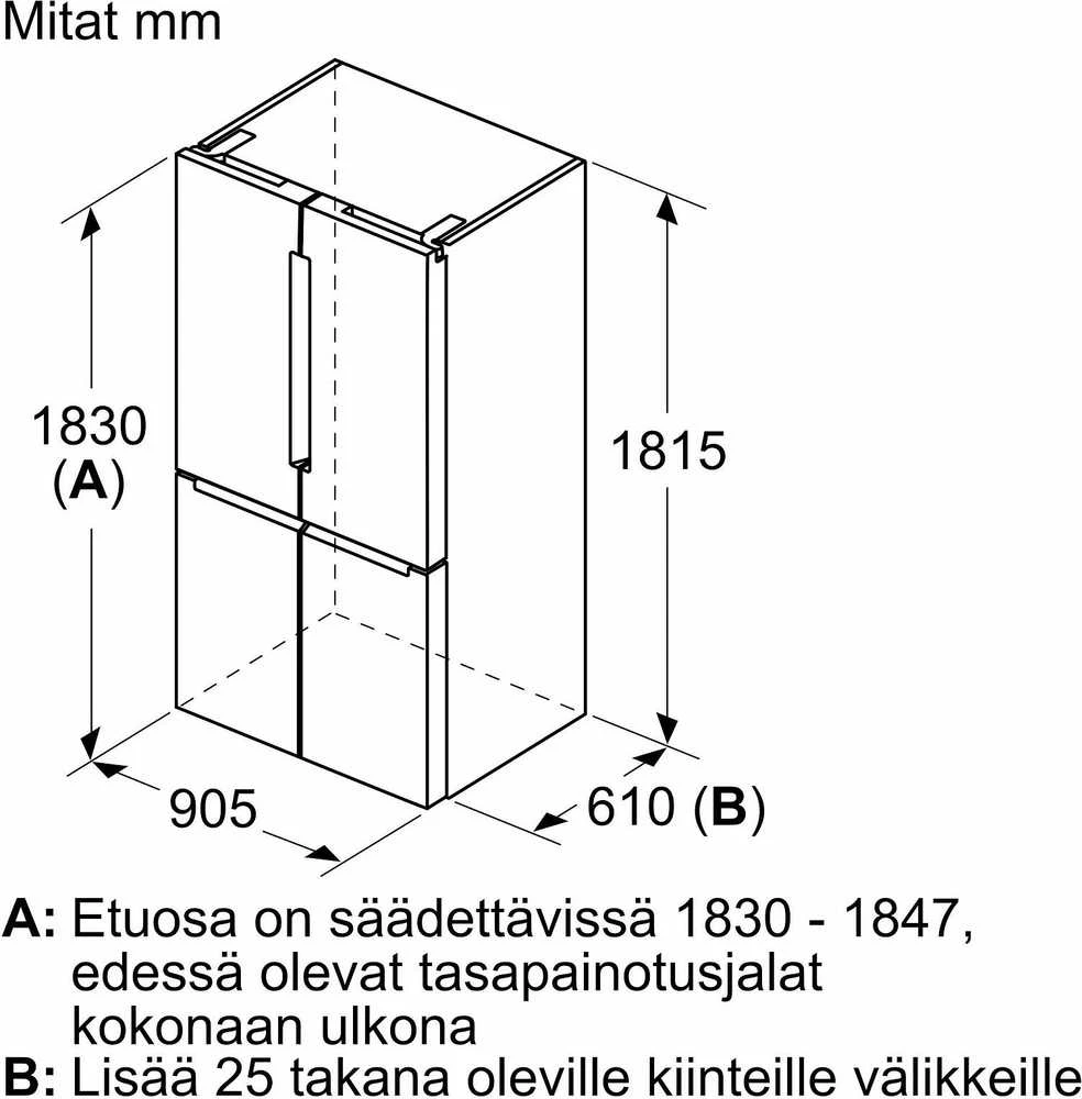 Bosch KFN96APEA Serija 4, Prancūziško tipo apačioje montuojamas šaldiklis, 5 durų, 183 x 90.5 cm, Nerūdijančio plieno