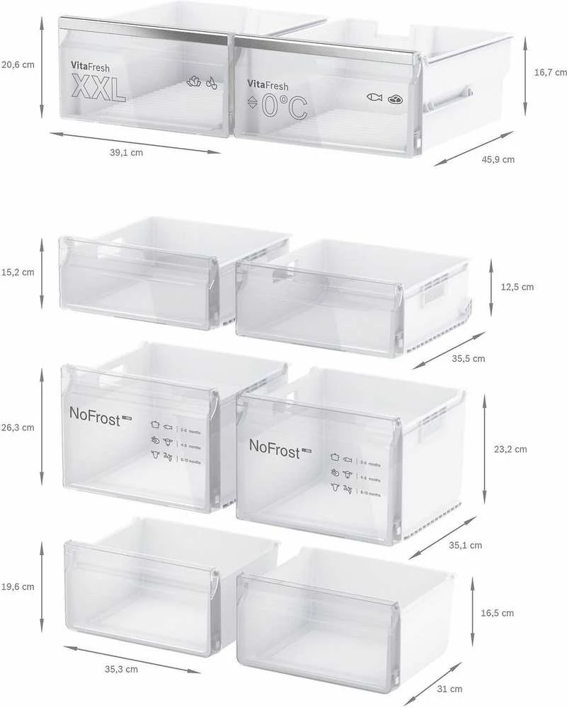Bosch KFN96AXEA Serija 4, Prancūziško tipo apačioje montuojamas šaldiklis, 5 durų, 183 x 90.5 cm, Juodas šlifuotas plienas, atsparus pirštų atspaudams, Total No Frost
