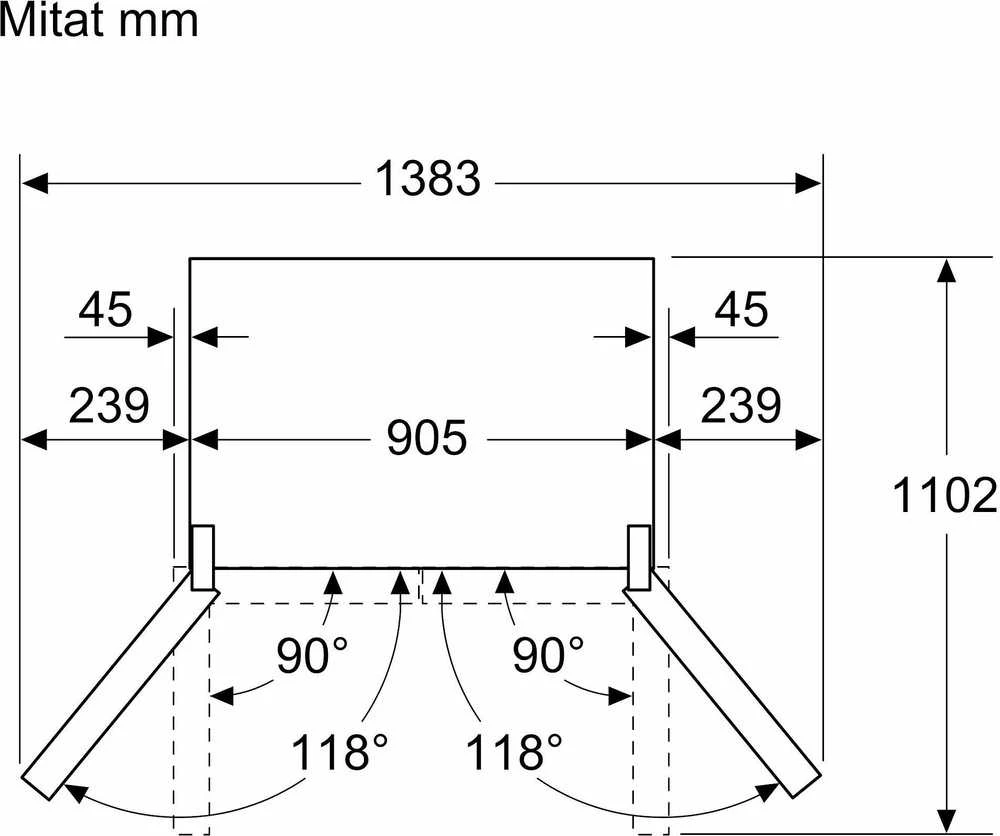 Bosch KFN96AXEA Serija 4, Prancūziško tipo apačioje montuojamas šaldiklis, 5 durų, 183 x 90.5 cm, Juodas šlifuotas plienas, atsparus pirštų atspaudams, Total No Frost