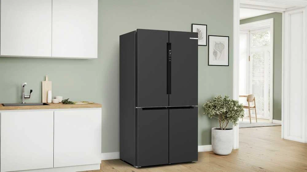 Bosch KFN96AXEA Serija 4, Prancūziško tipo apačioje montuojamas šaldiklis, 5 durų, 183 x 90.5 cm, Juodas šlifuotas plienas, atsparus pirštų atspaudams, Total No Frost