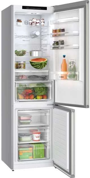 Bosch KGN392I1F Serija 4, Laisvai statomas šaldytuvas-šaldiklis su šaldiklio skyriumi apačioje, 203 x 60 cm, Nerūdijančio plieno