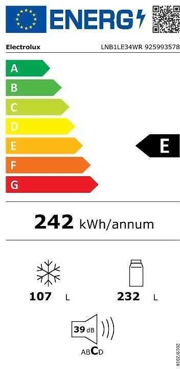 Šaldytuvas Electrolux Køle-/fryseskab LNB1LE34WR