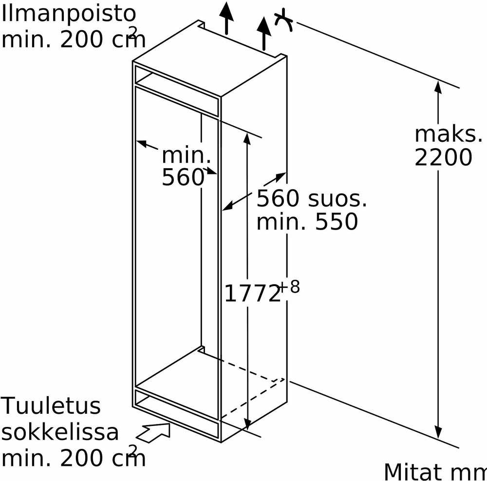Šaldytuvas Siemens GI81NVEE0 iQ300 kaappipakastin, integroitava
